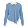 Irregular Hem Stitching Long Sleeves