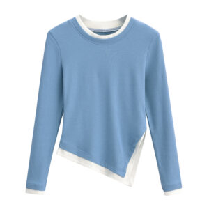 Irregular Hem Stitching Long Sleeves